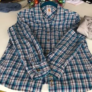 Carhartt for women flannel. Blue/purple plaid. M